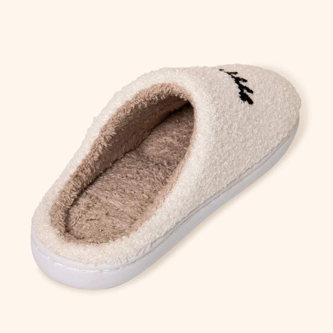 Cosy Teddy Slippers with Lash Design - Image 4