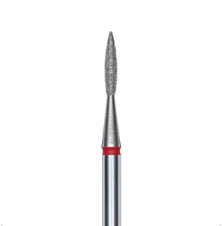 Staleks Diamond nail drill bit, pointed "flame", red, head diameter 1.6mm/ working part 8mm FA11R016/8